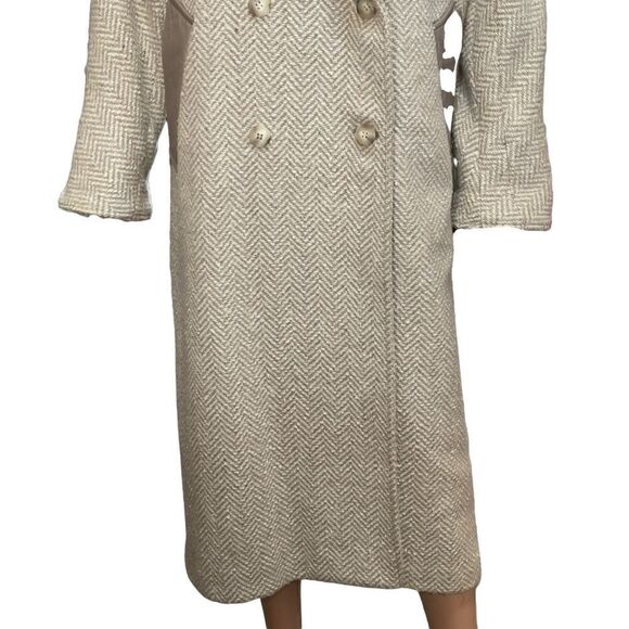 London Fog Tempo Europa Vintage Pure Wool Leather Collar Trench Coat Size 12 - Picture 9 of 15